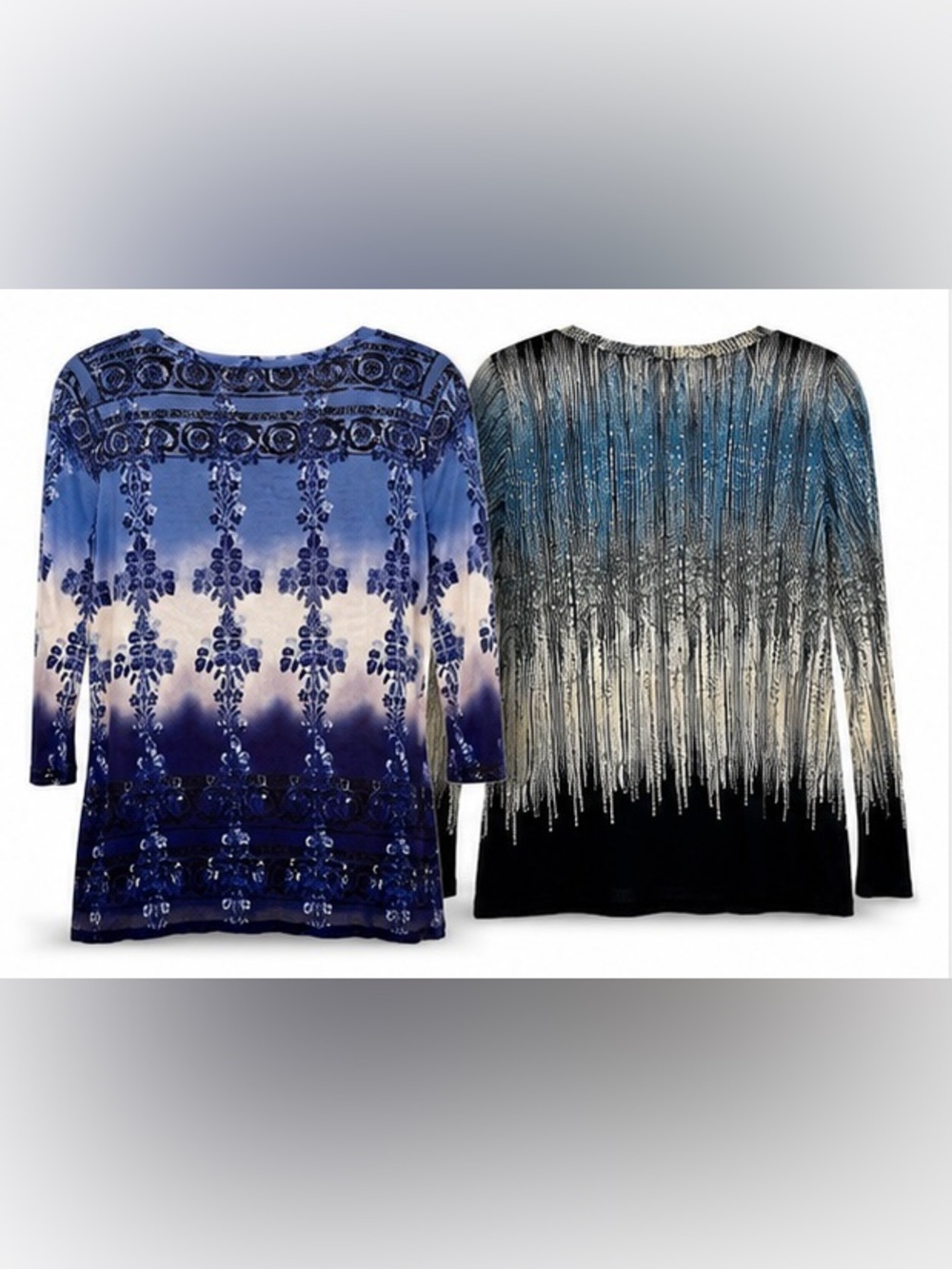 Vintage Axcess Y2K Mesh Whimsical Blouse Bundle Blue Stretch Tops Sz M 2 Pack - Picture 3 of 16